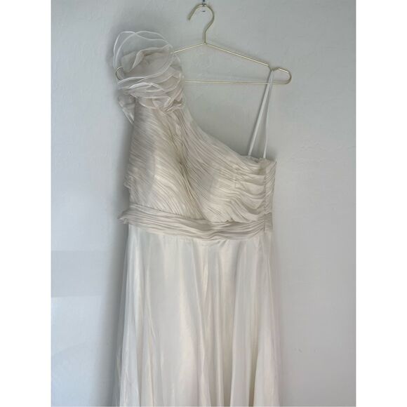 MAC DUGGAL Rosette One Shoulder Tea Length Dress Plus Size 16 - Picture 5 of 12